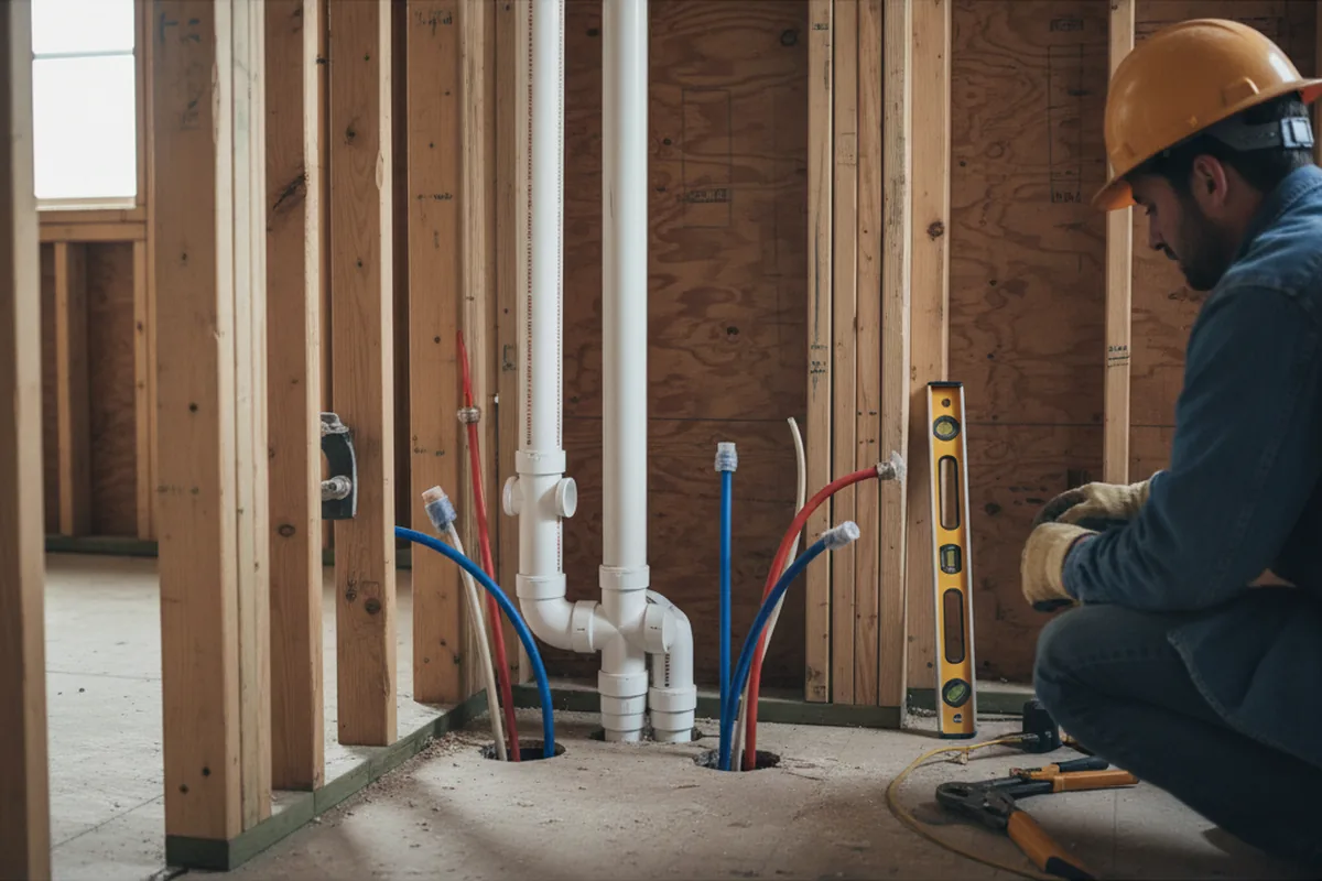 Drain and supply rough-in during Leak Detection in Salt Rock